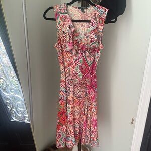 Ralph Lauren Cotton Sleeveless Ruffle Midi Dress S